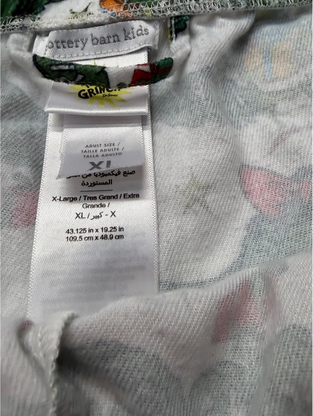 Pottery Barn Kids Adults The Grinch Christmas Pajama Pants XL